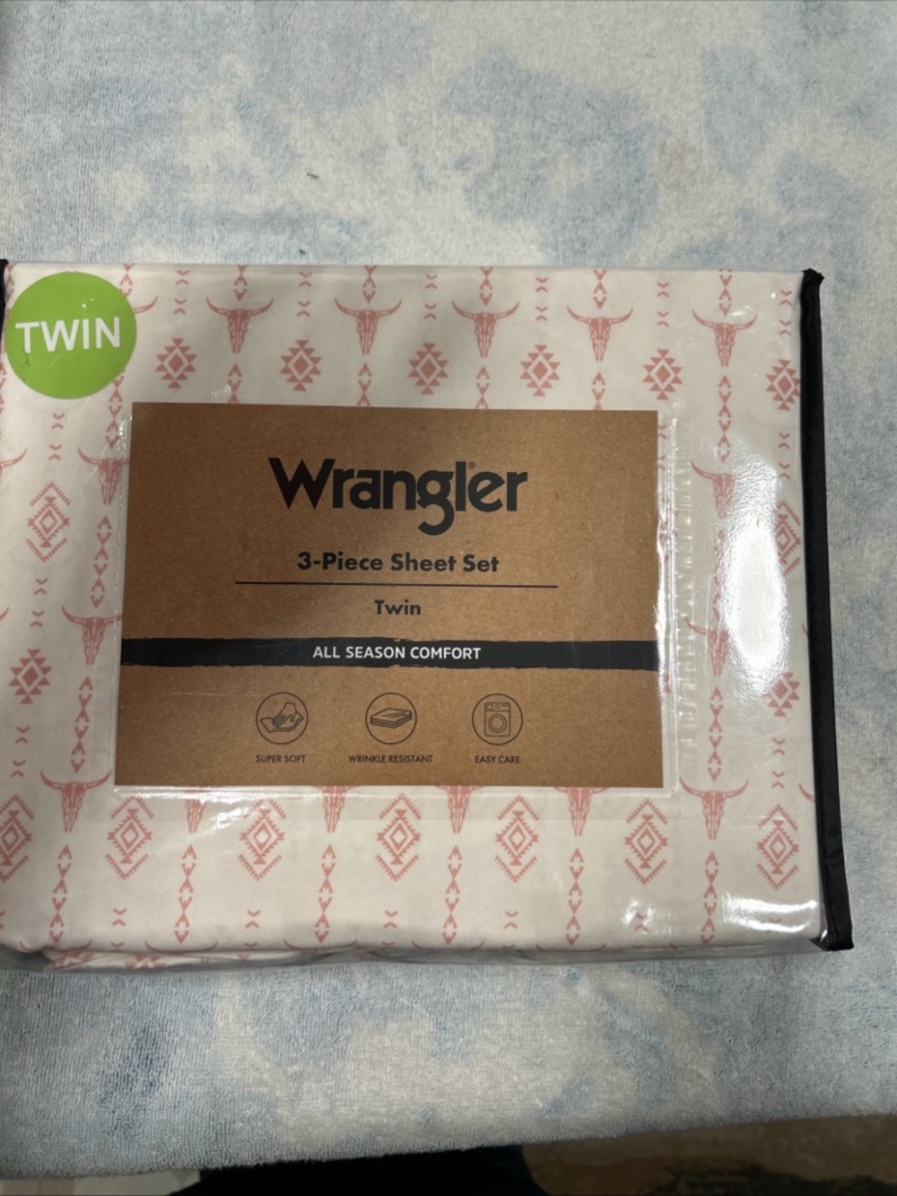Wrangler Twin 3-Piece Sheet Set in Cream and Pink